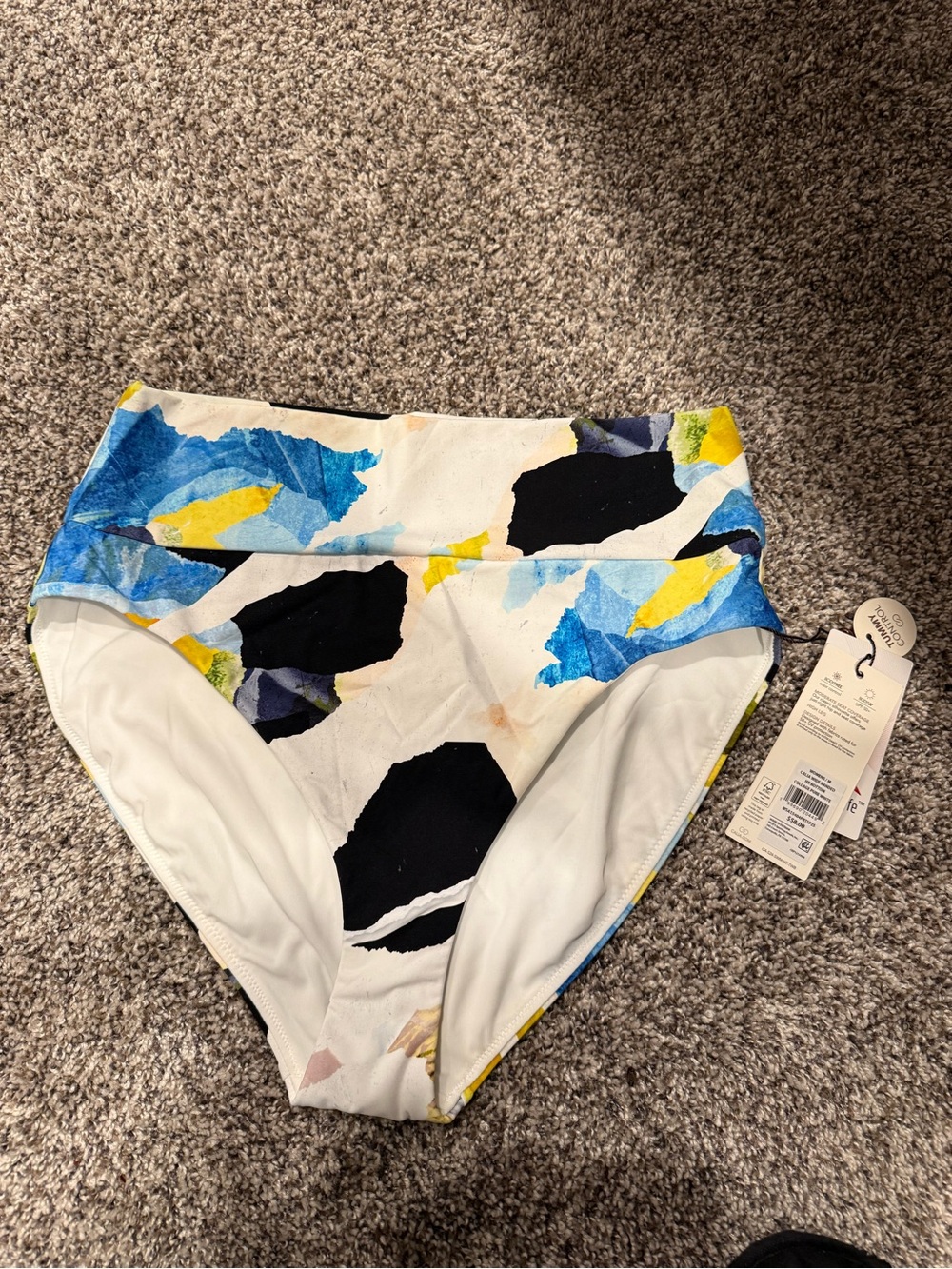 CALIA Women’s Medium High Rise Swim Bottoms Abstract Print NWT
